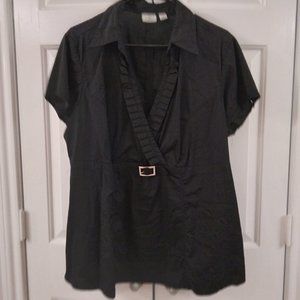 Black deep v blouse